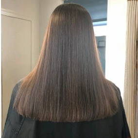 Home straight cut long haircut